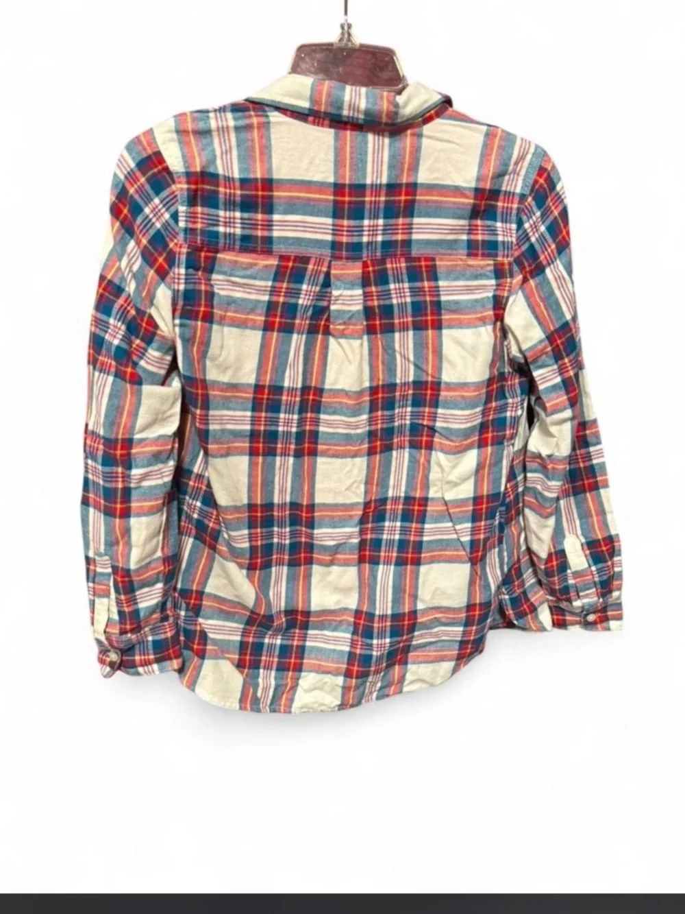 VTG Style Old Navy Plaid Flannel & Red Ribbed Top Set size XS